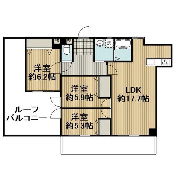 グランド-ル須崎(3LDK/4階)の間取り写真