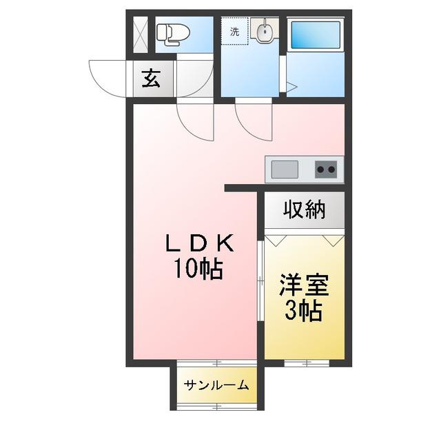 CUORE(1LDK/1階)の間取り写真
