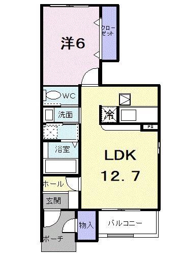ブルックサイドビレッジ I(1LDK/1階)の間取り写真