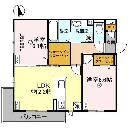 CASA 二色浜(2LDK/2階)の間取り写真