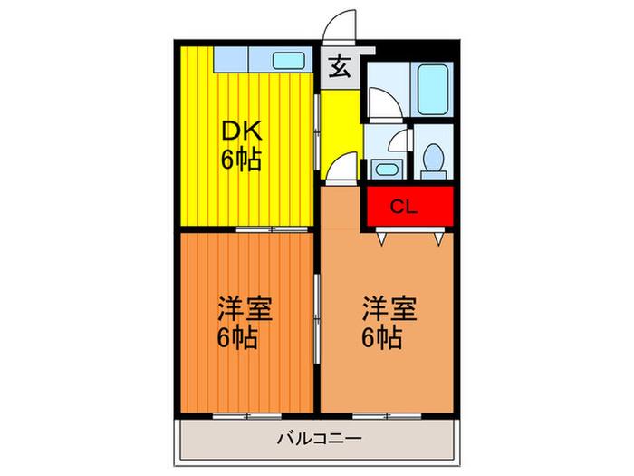 八絋マンション(2DK/1階)の間取り写真