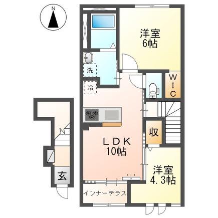 ルミナス聖蹟(2LDK/2階)の間取り写真