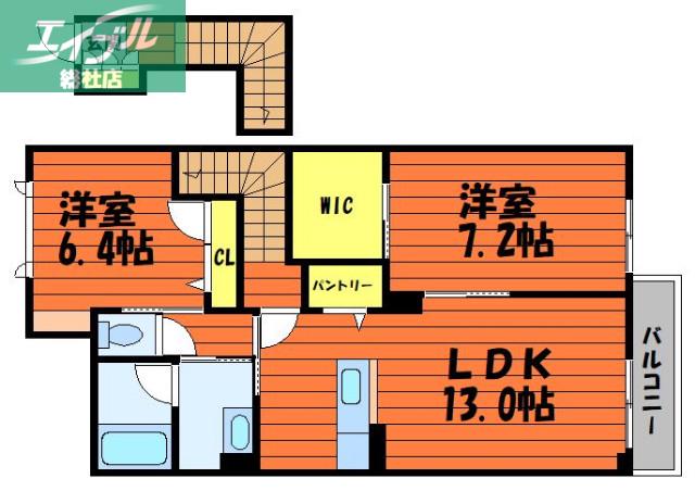 プリマヴェーラ(2LDK/2階)の間取り写真