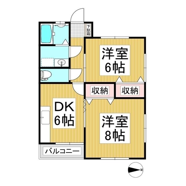 レピュート吉田(2DK/1階)の間取り写真