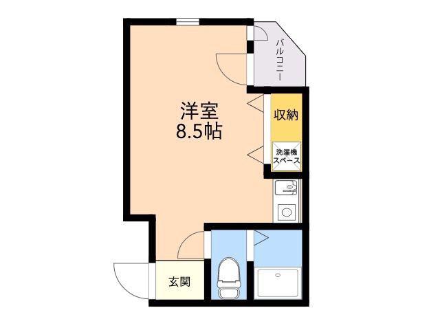 フルブルーム(ワンルーム/2階)の間取り写真
