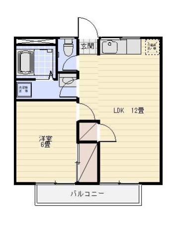 クレセント宇布見(1LDK/1階)の間取り写真