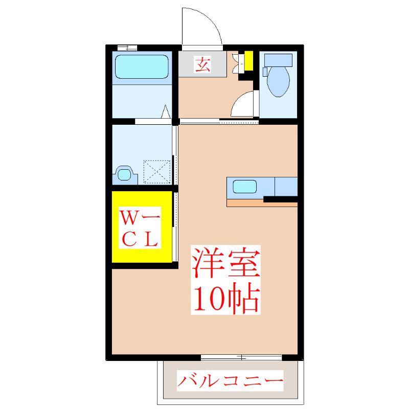 シティービュー福島A(ワンルーム/2階)の間取り写真