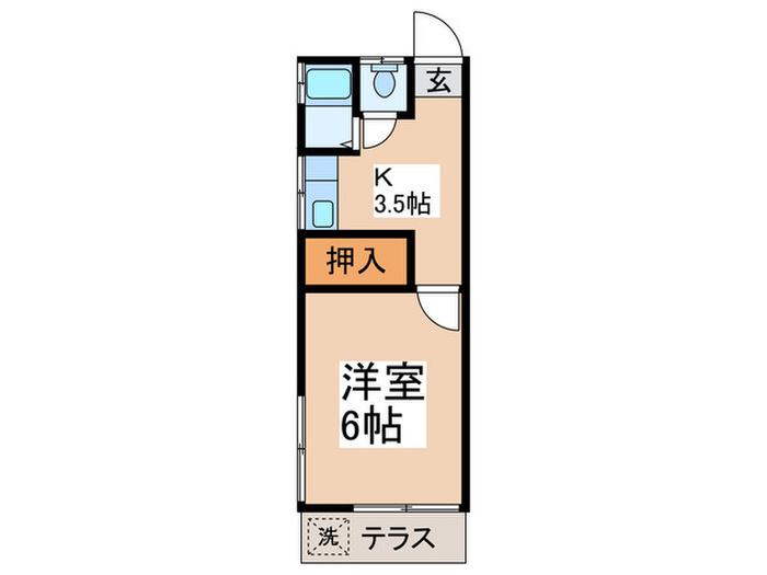 ハイスカイ山王(1K/1階)の間取り写真