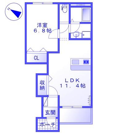 ＪＲ高崎線 上尾駅 徒歩21分 2階建 築15年(1LDK/1階)の間取り写真