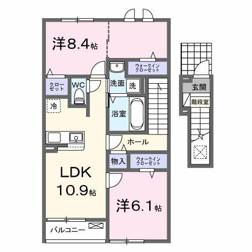 グランベルガーデン(2LDK/2階)の間取り写真