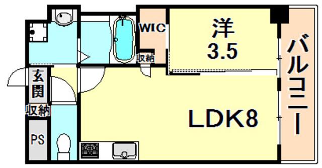 KMS新生水木通(1LDK/3階)の間取り写真