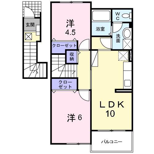 サニー・コーポS・OA(2LDK/2階)の間取り写真