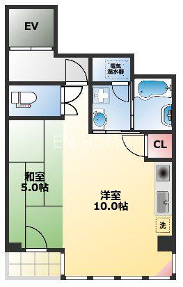 キューブ上町台(ワンルーム/4階)の間取り写真