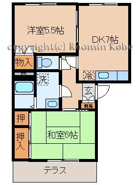ルウィンズ宮下I・II(2DK/2階)の間取り写真