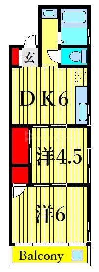 コーポ白樺(2DK/3階)の間取り写真