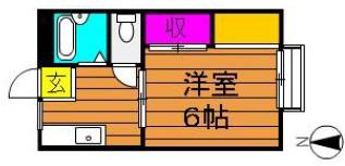 コーポ吉備路B棟(1K/1階)の間取り写真