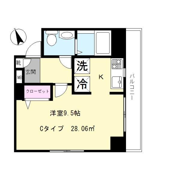 グランベル南大井(1K/3階)の間取り写真