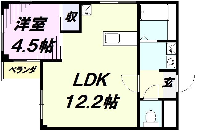 オリーブハウス(1LDK/2階)の間取り写真