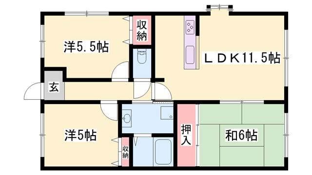 パインヒルコーナン(3LDK/2階)の間取り写真