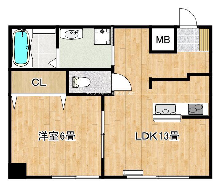 シティーコート熊野町(1LDK/2階)の間取り写真