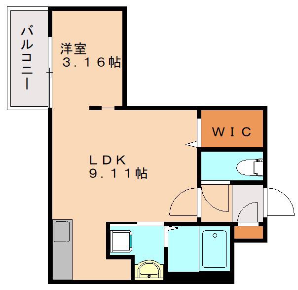 QUADOR姪浜(1LDK/3階)の間取り写真