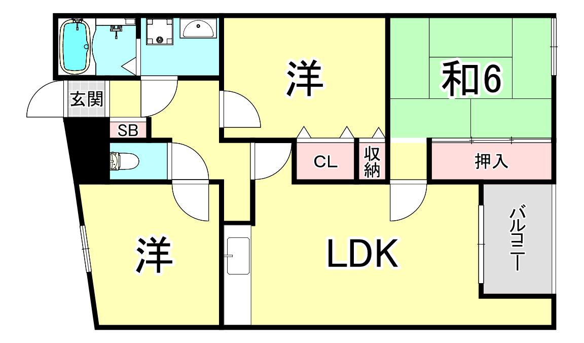 ベルトピア塩屋 I(3LDK/2階)の間取り写真