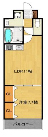 ルークレジデンスNUEVE(1LDK/9階)の間取り写真