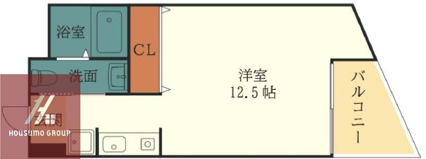 ラークスパー岡町(ワンルーム/3階)の間取り写真