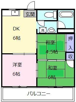 コーポ一幸(3DK/3階)の間取り写真