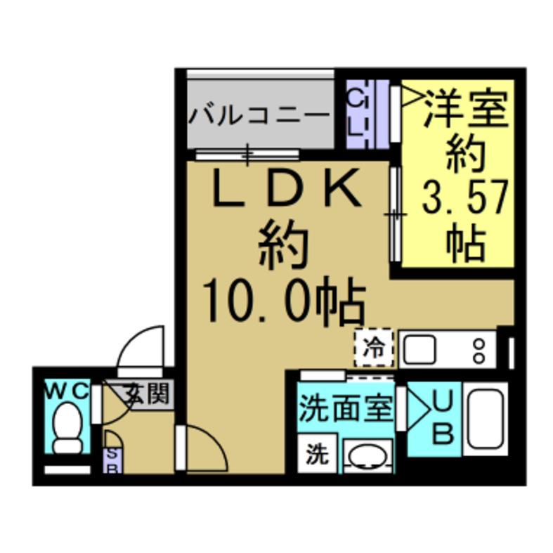 JACK HOMMACHIII(1LDK/3階)の間取り写真