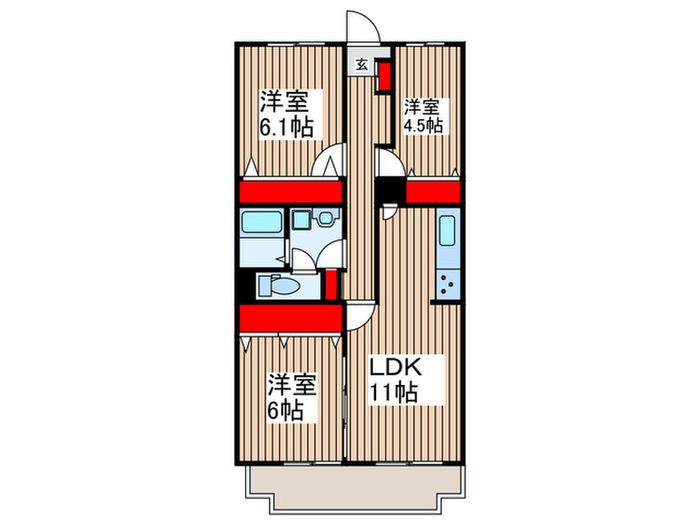 志木ニュータウン南の森壱番街15号棟(3LDK/5階)の間取り写真