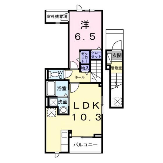 リバーサイド伴(1LDK/2階)の間取り写真