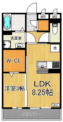 アンクレール(1LDK/1階)の間取り写真