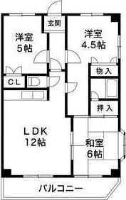 ユートピア魚住(3LDK/4階)の間取り写真