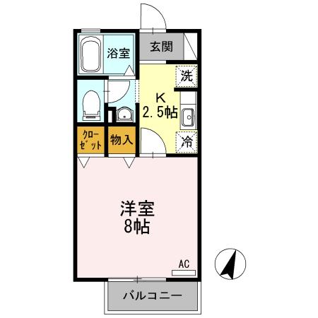 ケーナ保田(1K/1階)の間取り写真