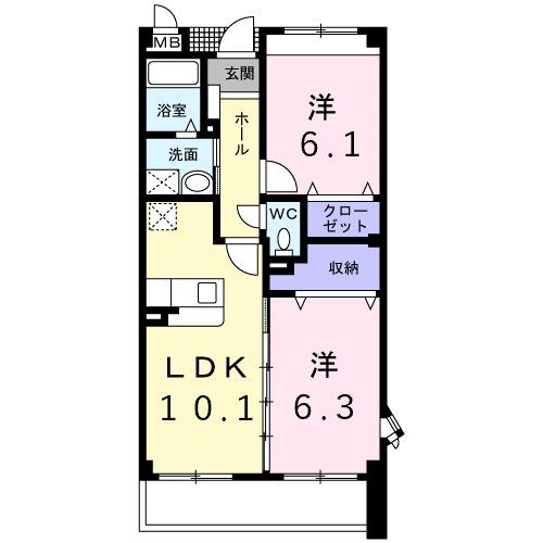 ドリーム KI(2LDK/3階)の間取り写真