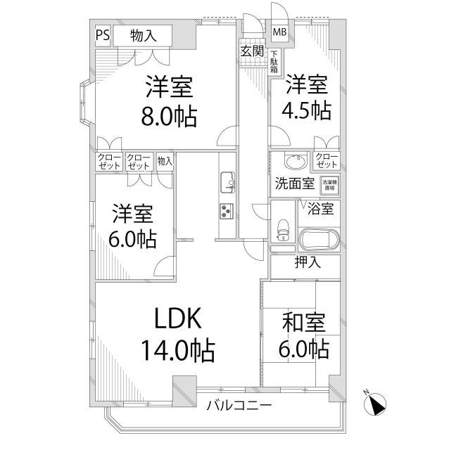 シャトレ北条(3LDK/7階)の間取り写真