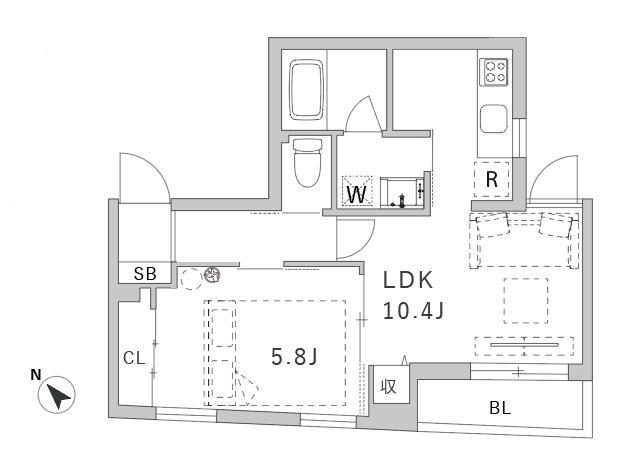 GRANDUO三軒茶屋III(1LDK/1階)の間取り写真