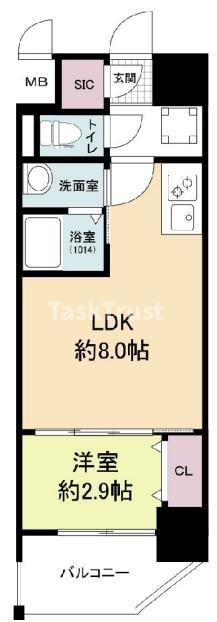 プライムアーバン南森町(1LDK/2階)の間取り写真