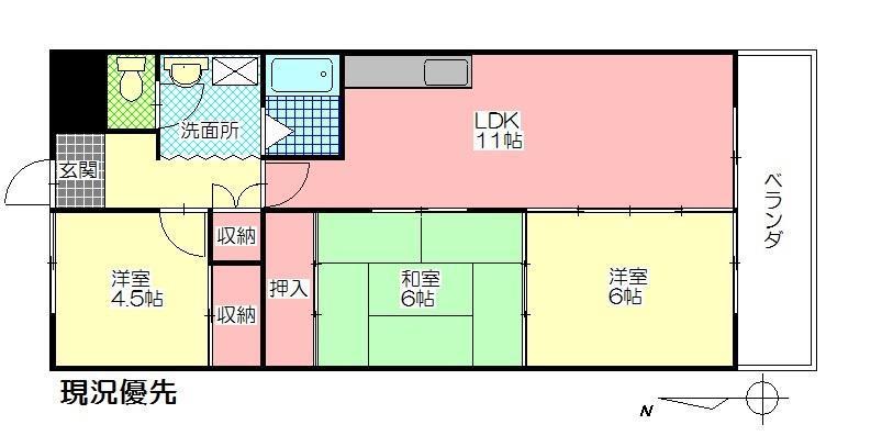 サンリラ駅前(3LDK/8階)の間取り写真