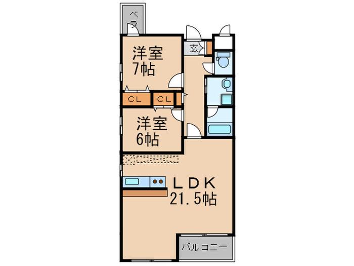 COMODO覚王山(2LDK/3階)の間取り写真