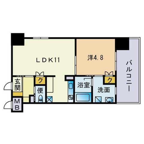 アーバンローズ薬院(1LDK/2階)の間取り写真