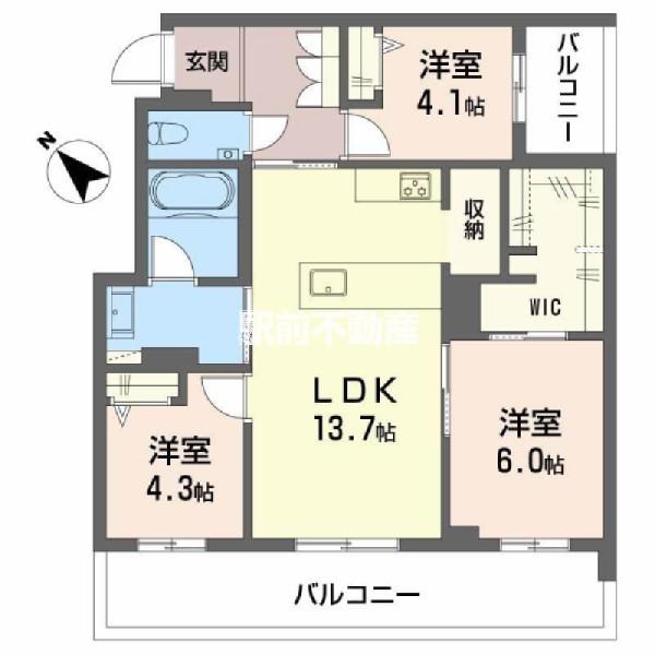 シャーメゾン トレゾール(3LDK/3階)の間取り写真