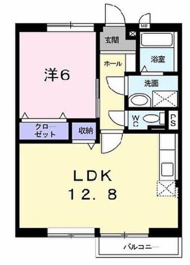アドバンスメント・ナカハタB(1LDK/1階)の間取り写真