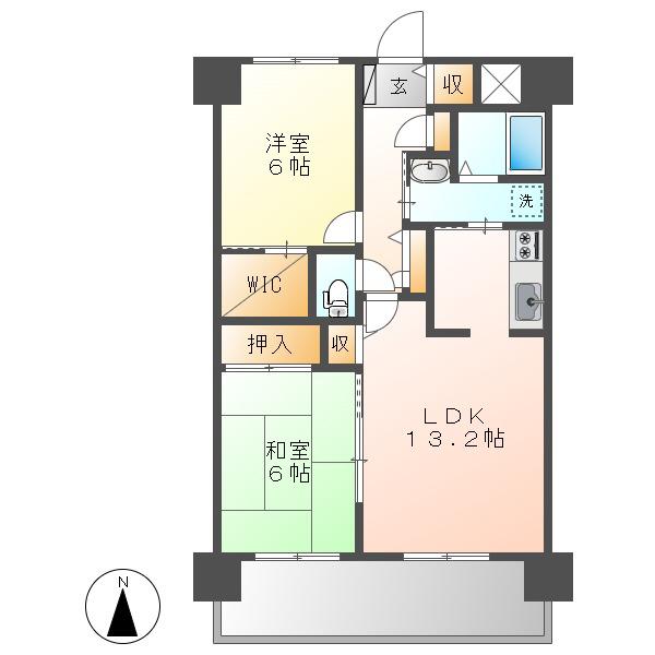 サンルーフパークマンション(2LDK/2階)の間取り写真