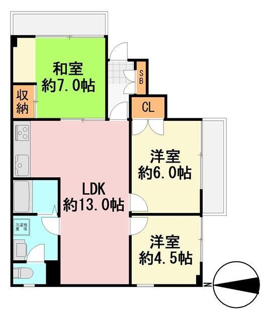 TK・パークサイド白山(3LDK/1階)の間取り写真