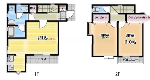 コートヴィレッジD(2LDK/1階)の間取り写真