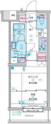 GENOVIA竹ノ塚(1DK/4階)の間取り写真