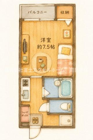 ハピネス関目(1K/3階)の間取り写真