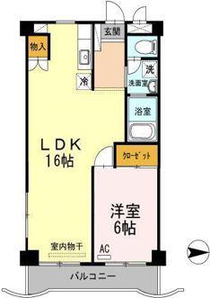 ローゼ宮尾(1LDK/4階)の間取り写真